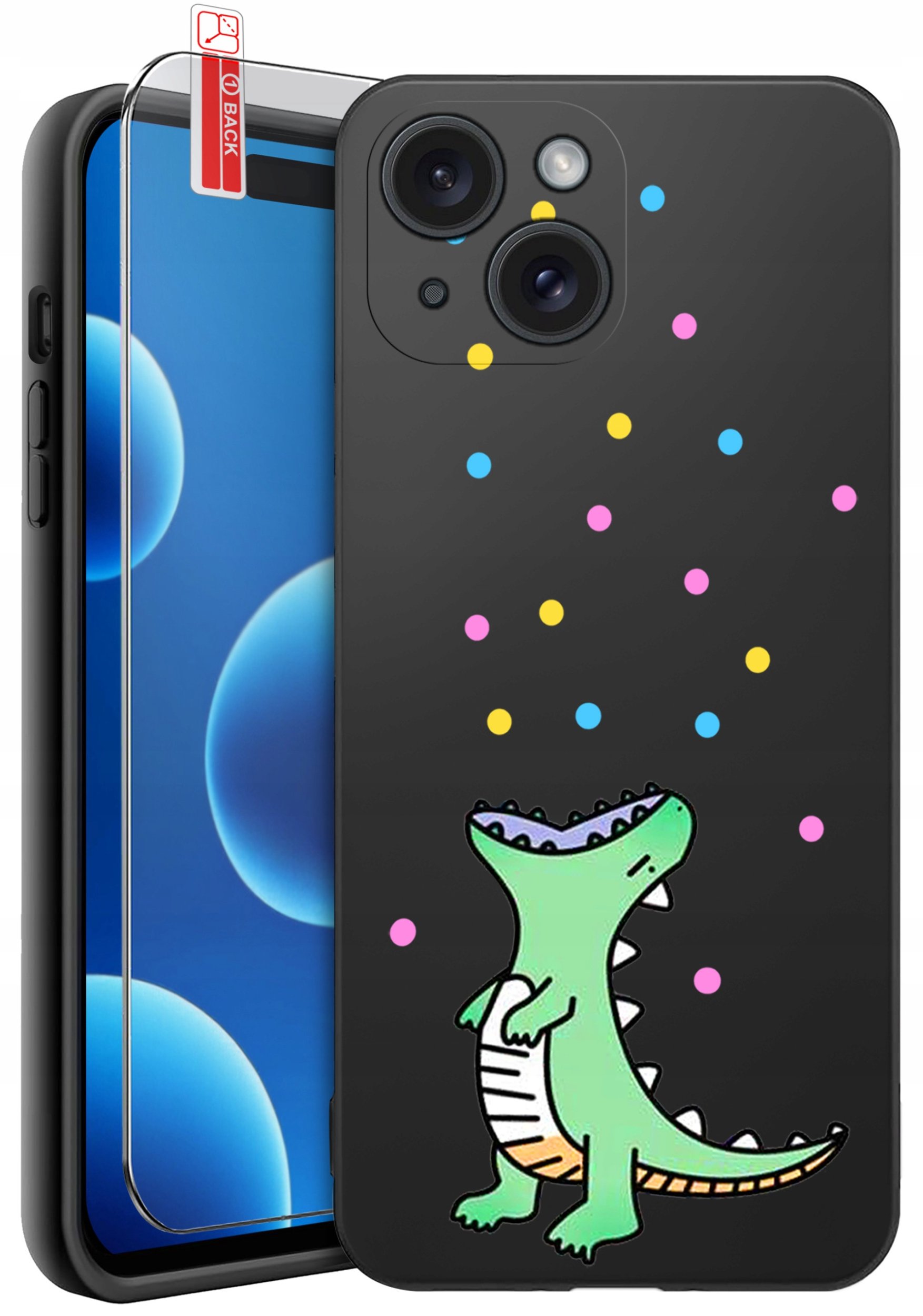 ETUI do iPhone 15 | WZORY | SILIKONOWE MATT CASE + SZKŁO 9H