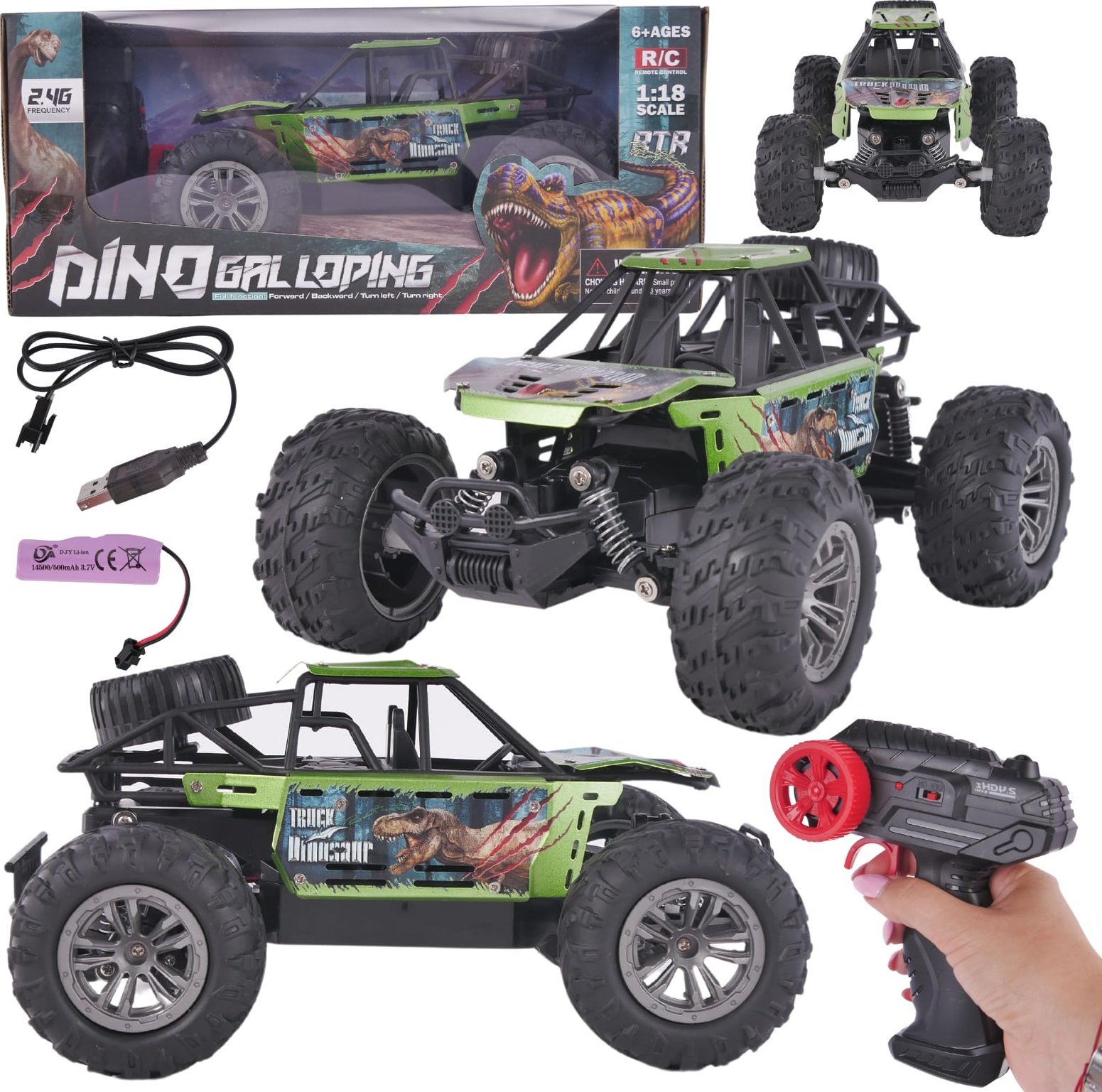 ProNice Samochód Zdalnie Sterowany Na Pilot RC Dinozaury Akumulator Kabel Pojazd