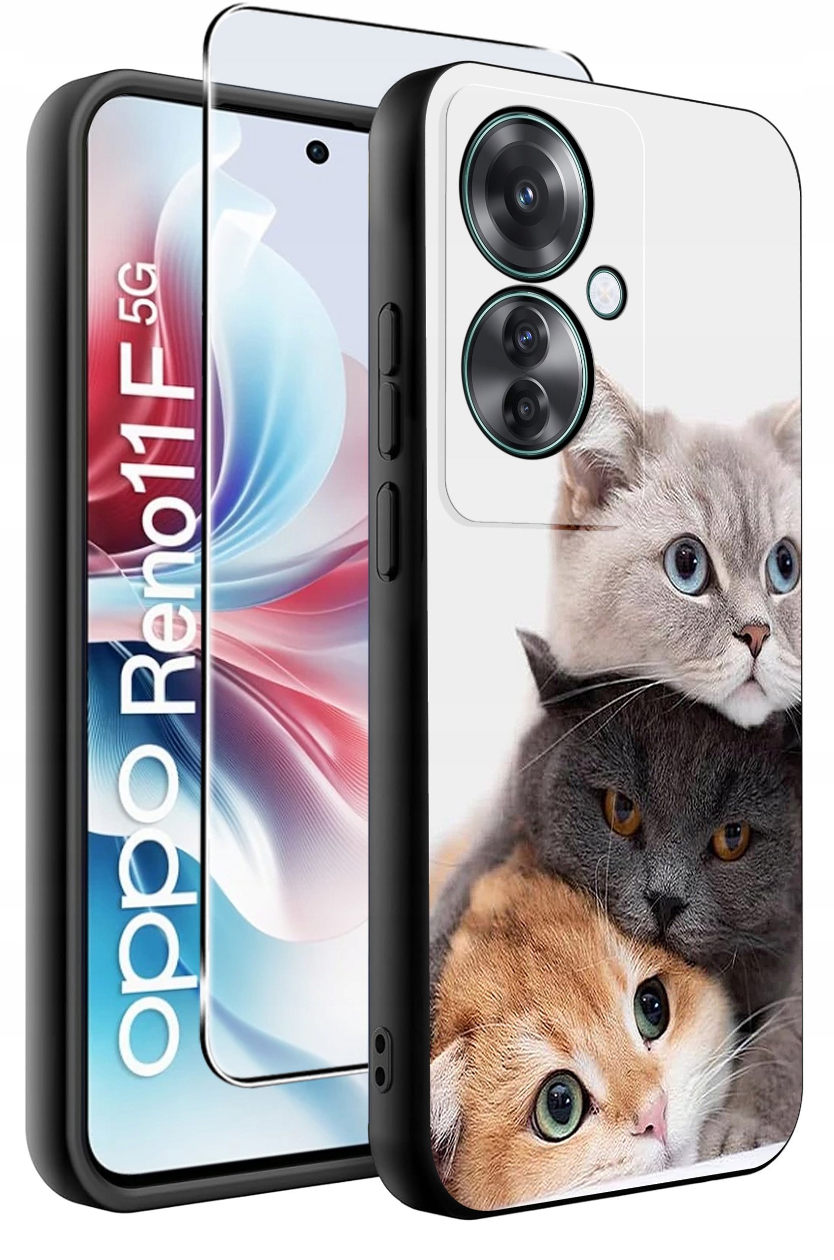 ETUI do Oppo Reno11 F 5G WZORY | SILIKONOWE MATT CASE + SZKŁO HARTOWANE 9H