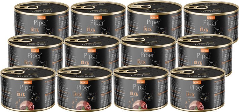 Mokra karma dla kota Piper Animals z kaczką zestaw 12 x 185 g