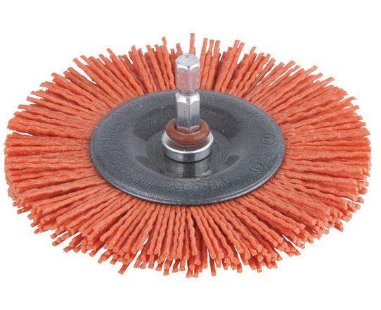 Wolfcraft Szczotka nylonowa 75mm trzpień 6mm czerwona (1500000)