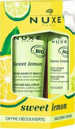 Nuxe Zestaw Sweet Lemon Krem do rąk i paznokci, 30ml + Pomadka do ust, 4g