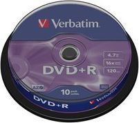 Verbatim DVD+R 4.7 GB 16x 10 sztuk (43498)