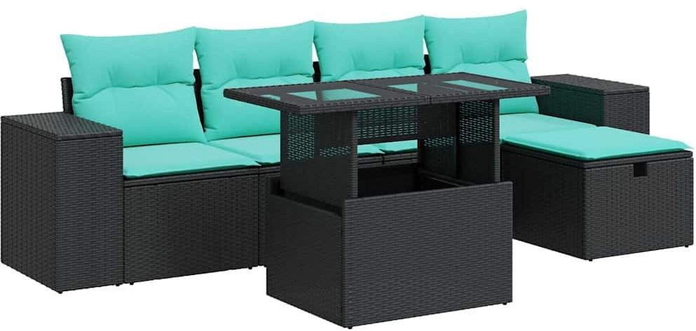 vidaXL 6-częściowy zestaw mebli z poduszkami, szary, polirattan i akacja