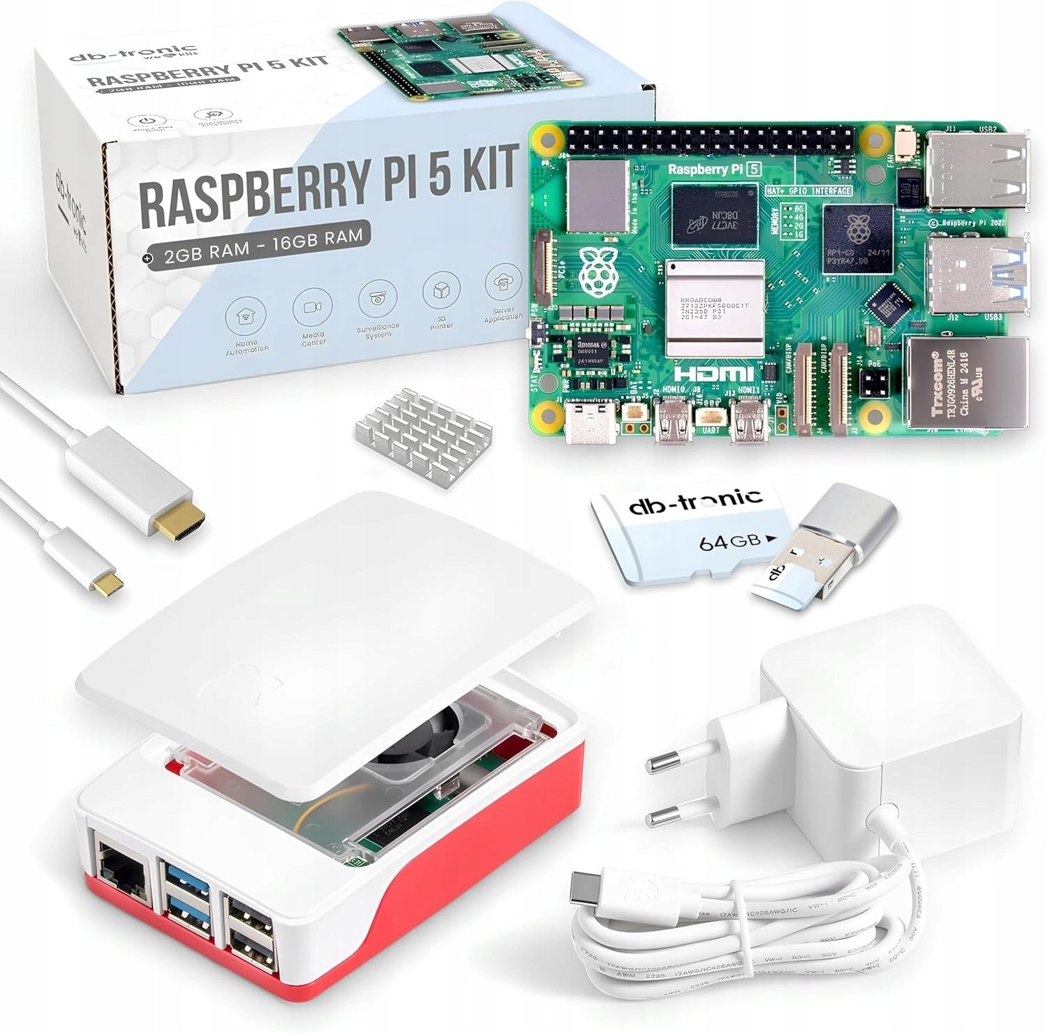 Raspberry Pi 5 zestaw startowy 4 GB RAM edycja 64 GB zasilacz 27W