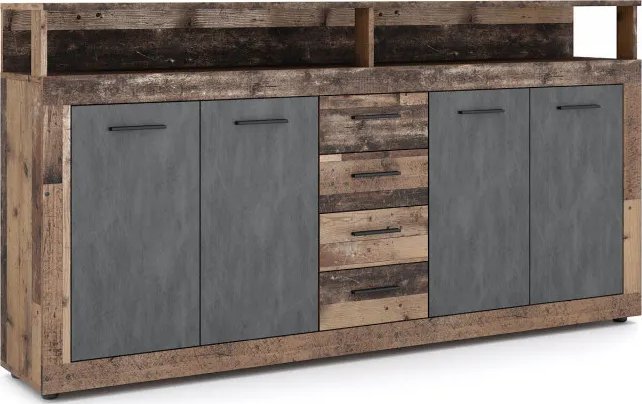 Komoda LUNA XXL 4D4S 190cm ciemny dąb old style/grafit matera WIPMEB