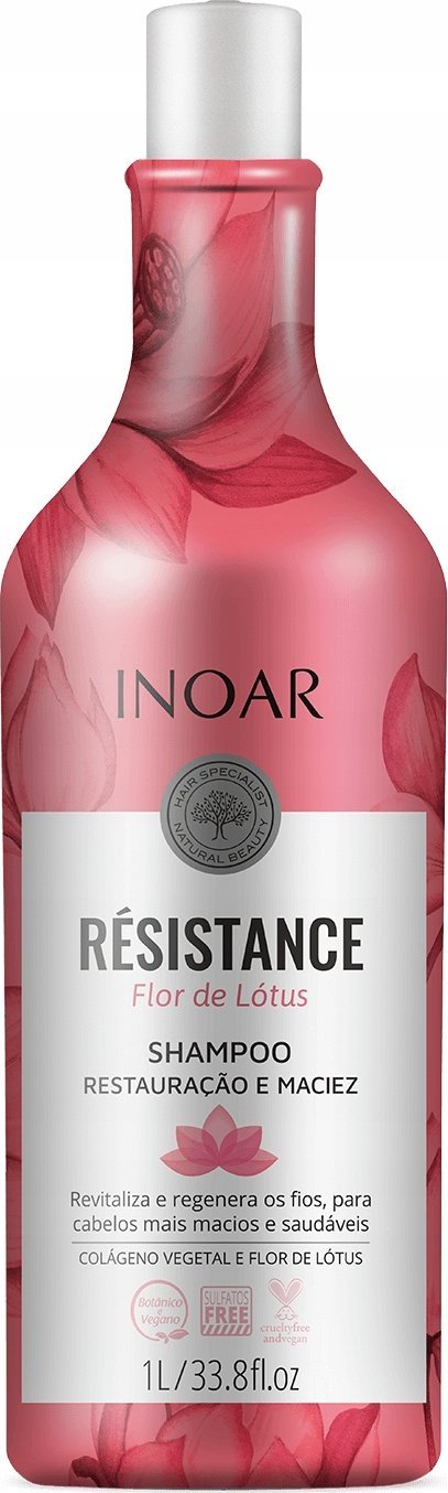 Inoar Resistance Lotus, wegański szampon do włosów osłabionych, 1000ml