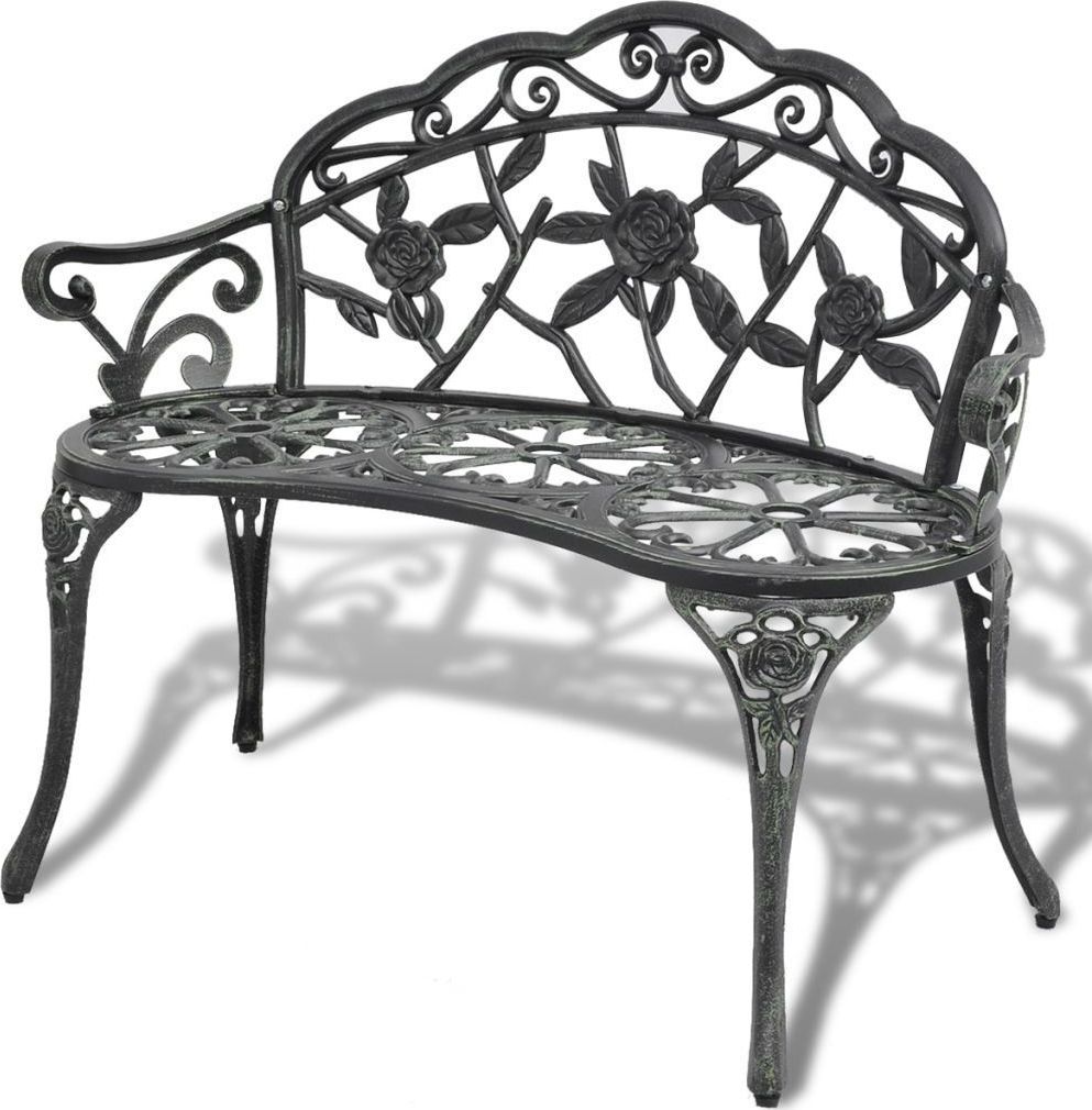 vidaXL ławka ogrodowa, 100 cm, odlewane aluminium, zielona (42166)