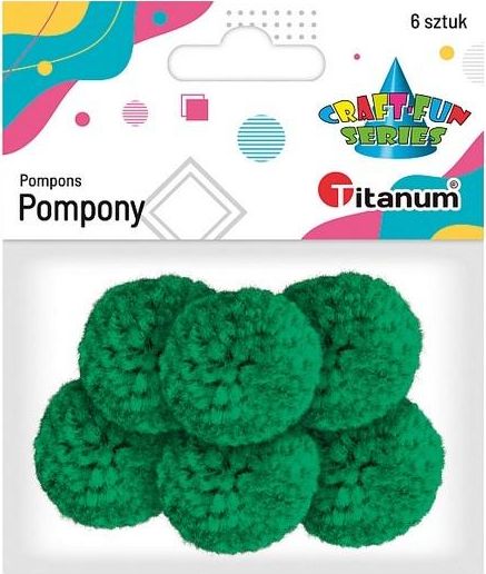 Titanum Pompony włóczkowe 3cm zielone 6szt.