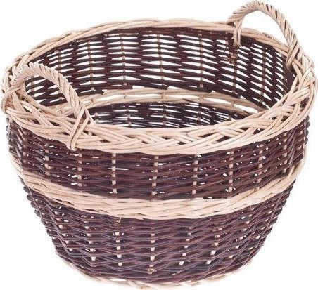 WickerPL Wiklinowy kosz ogrodowy okrągły z uchwytami pojemnik wiklinowy osłonka na doniczkę 50 H32 cm