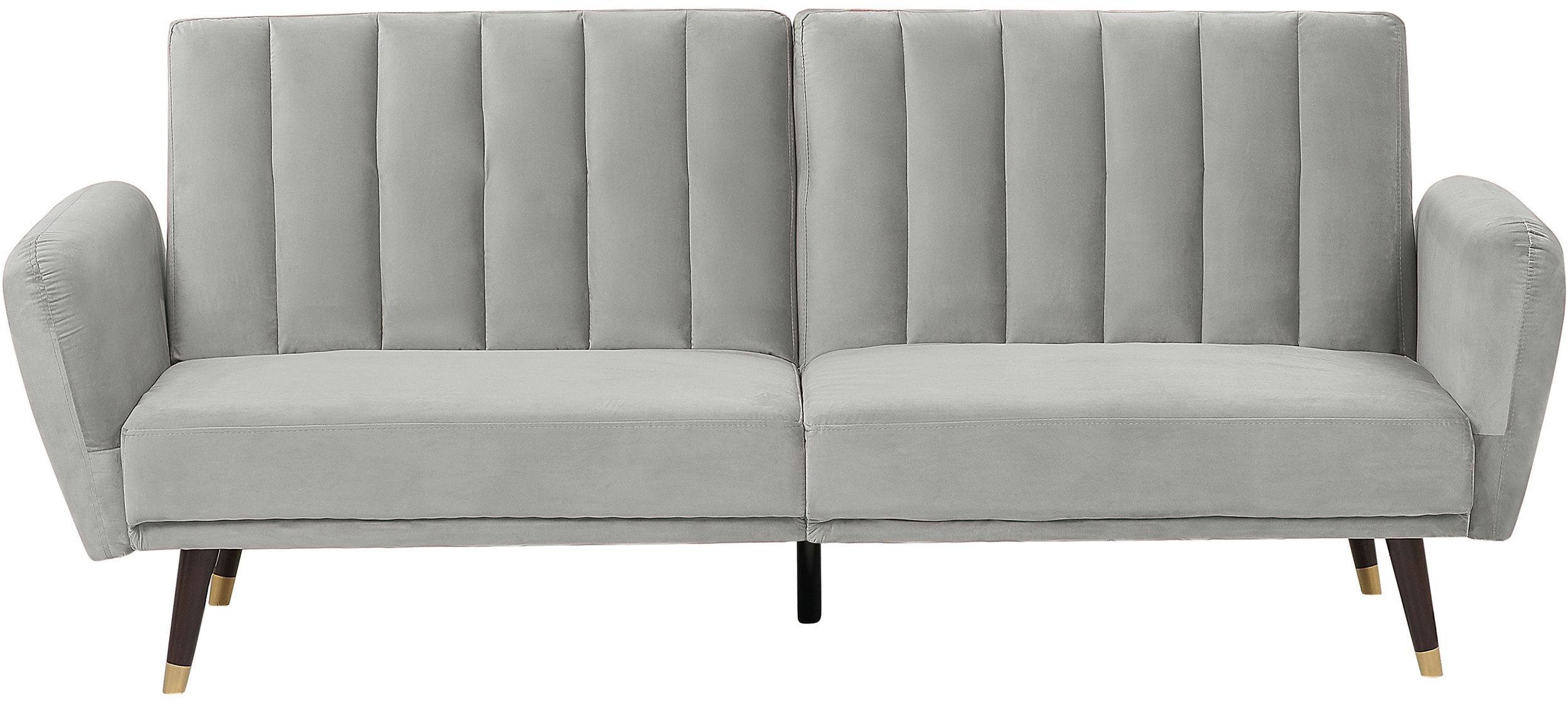 Sofa rozkładana welurowa jasnoszara VIMMERBY