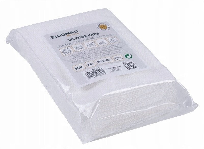 Ścierka DONAU HOME, z wiskozą 70%, składana, max, 30x40cm, 20 szt., biała