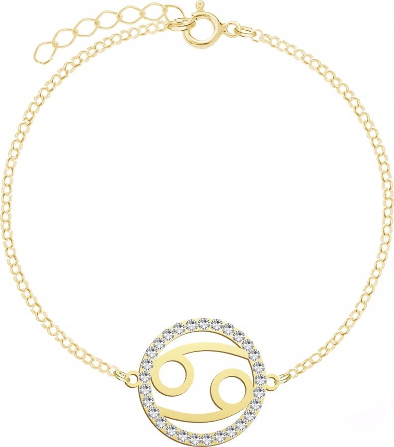 Radziszewska Jewellery Bransoletka Pozłacana ze Znakiem Zodiaku Rak ŻYCZENIA GRATIS