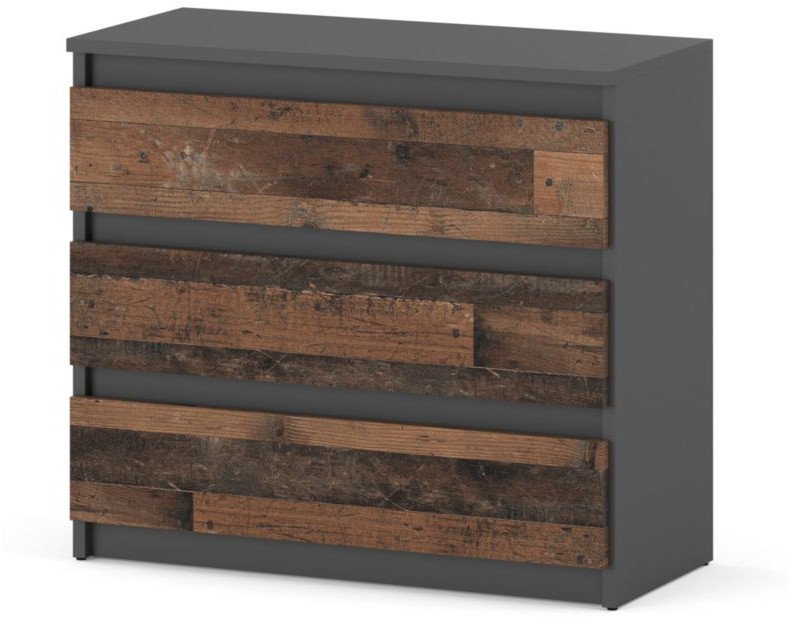 Komoda 3 Szuflady 80cm Szafka Rtv Szara Vintage Do Sypialni Duża Nowoczesna