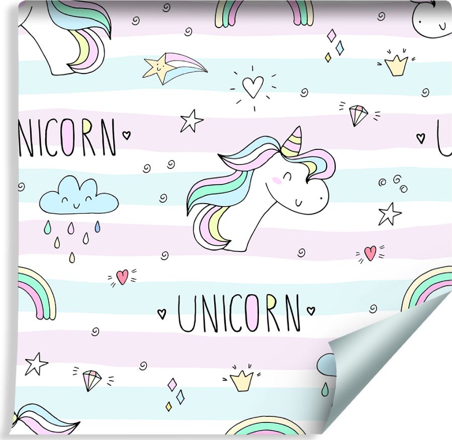 Muralo Tapeta Dla Dzieci - Jednorożce, Chmurki i Tęcze