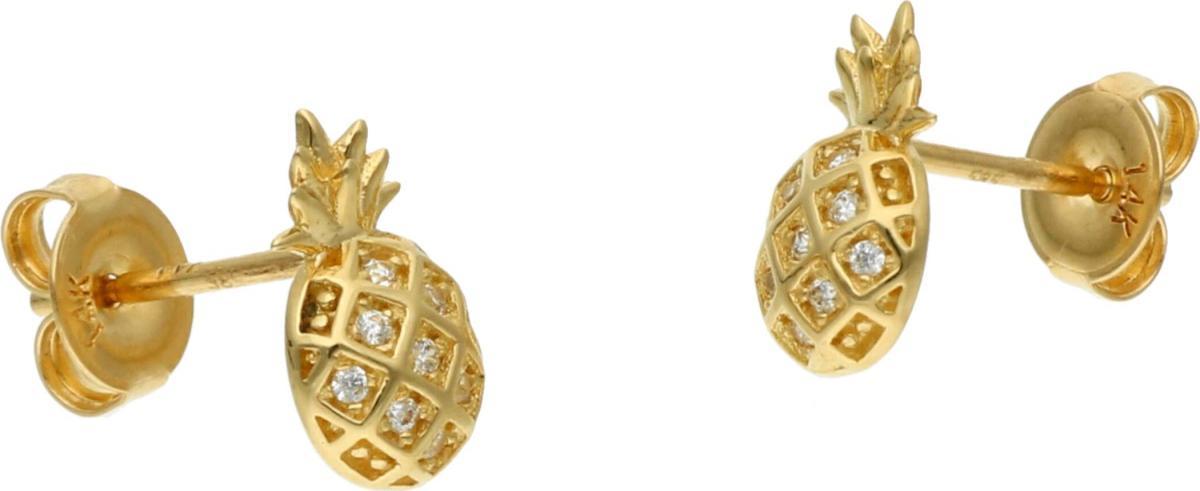 Rosanto Złote kolczyki ananasy z cyrkoniami 585 14k