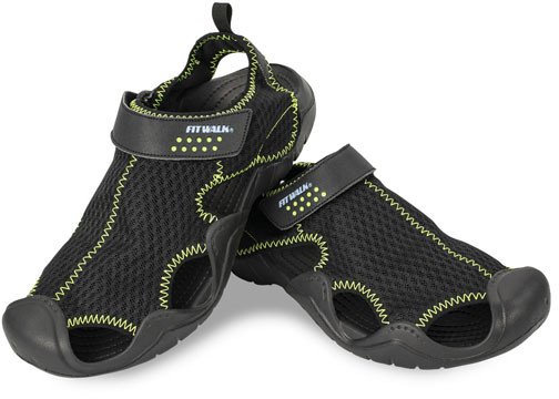 Sandały męskie sportowe regulacja na rzep kryte noski lekkie czarne 42