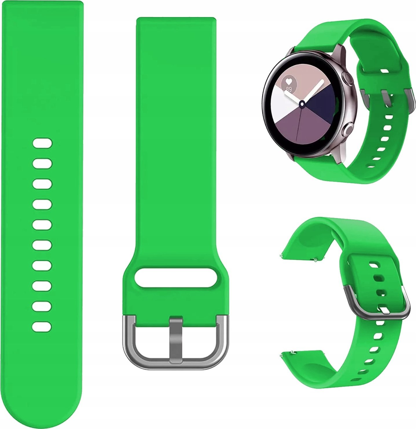 Hello Case PASEK OPASKA 20 MM SILIKON DO ZEGARKA SMARTWATCH UNIWERSALNY ZIELONA