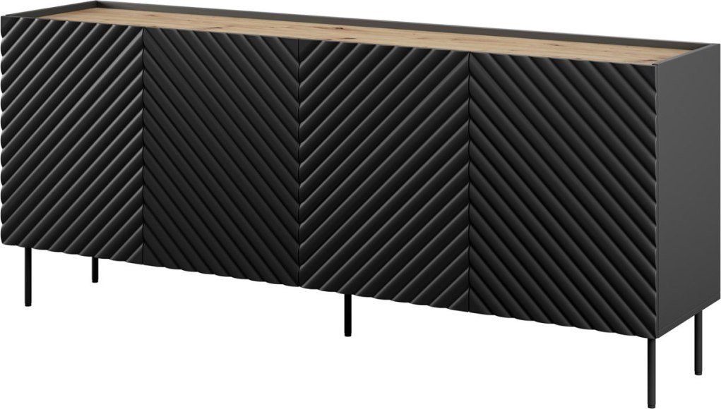 Cama Meble Komoda 4D2SZ ONDA 200x45x85 czarny