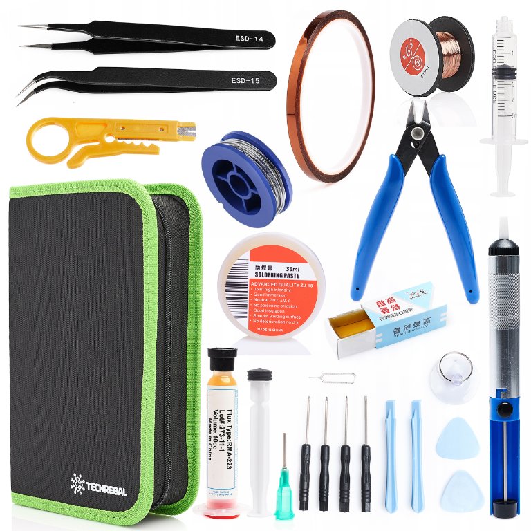 Duży Zestaw Akcesoriów do Lutowania w Piórniku 25 Elementów Techrebal