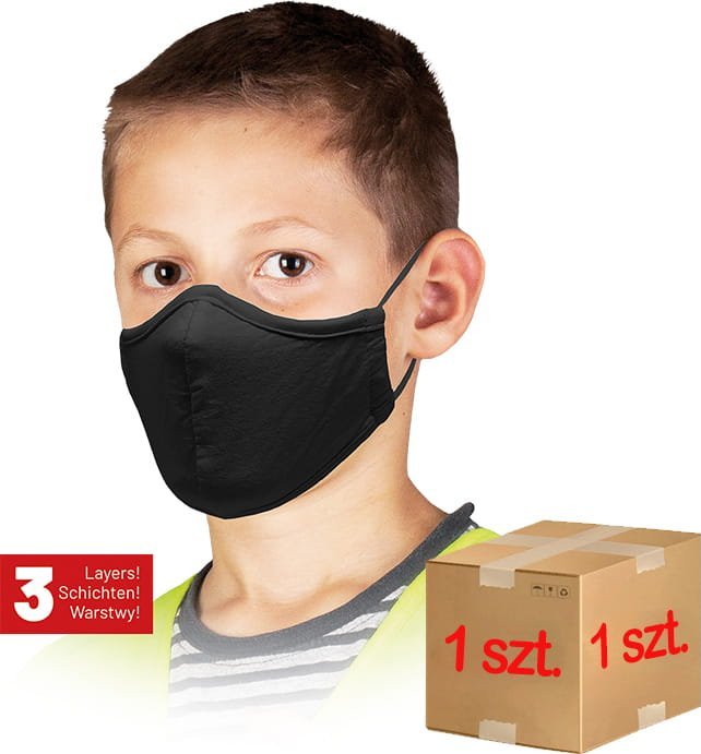 Reis Maseczka wielokrotnego użytku dla dzieci / Czarna / MAS-SAFER-KIDS B