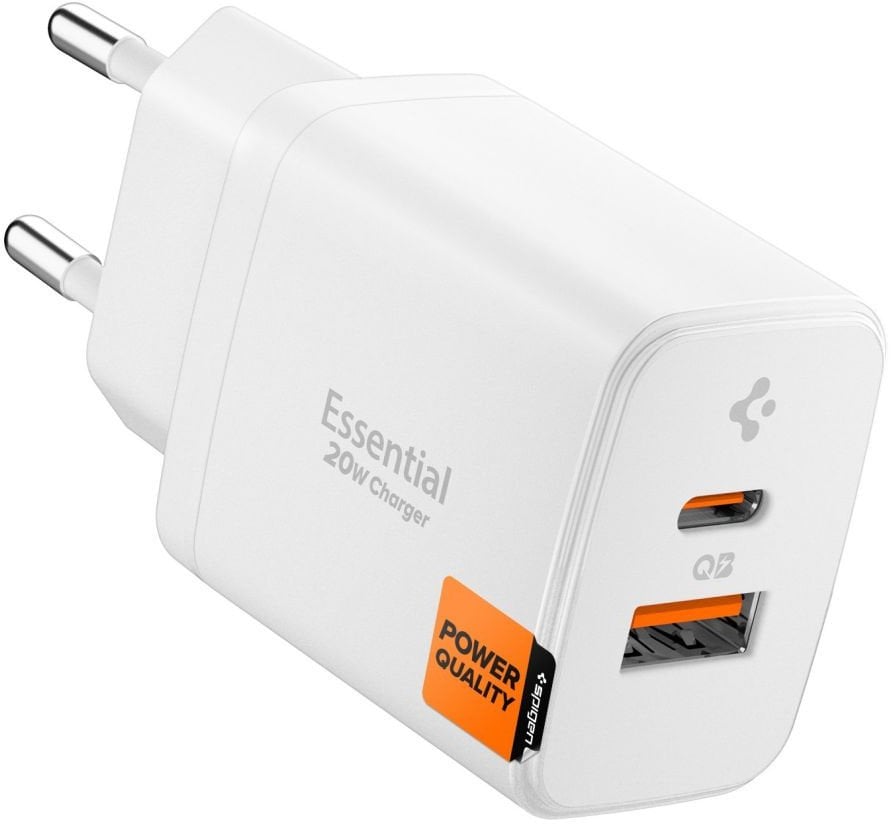 Ładowarka Spigen Ładowarka sieciowa Essential EE202EU USB-A, USB-C Network Charger 20W White