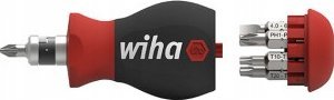 Wiha Wiha Stubby screwdriver 1/4", with bit magazine (black/red, Stubby with 7 double bits)
