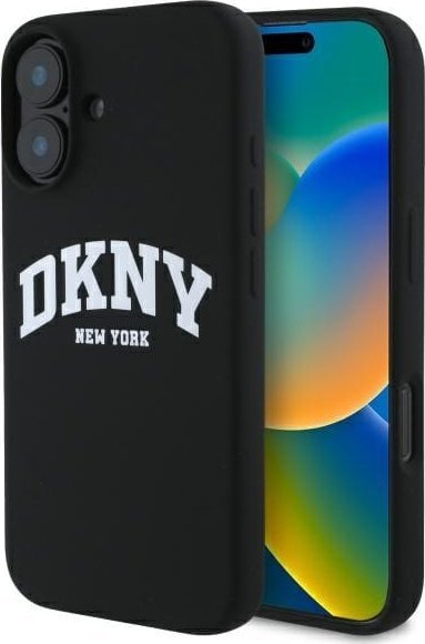 DKNY DKNY DKHMP16SSNYACH iPhone 16 6.1" czarny/black hardcase Silicone White Printed Logo MagSafe