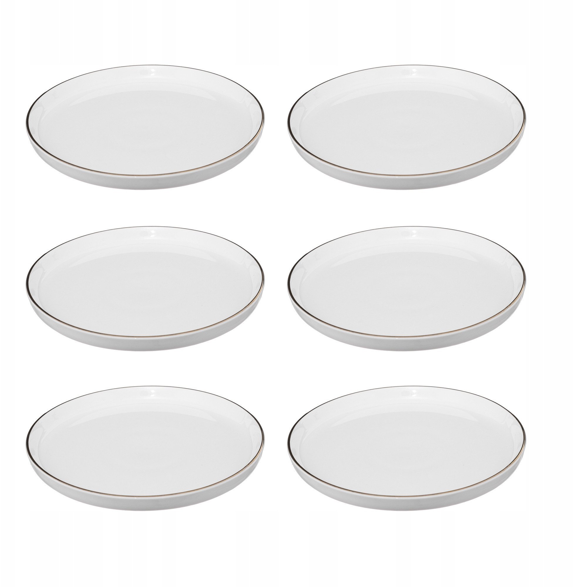 Talerze deserowe porcelanowe SUBLIMA, złota obwódka, 6 sztuk x Ø 20 cm