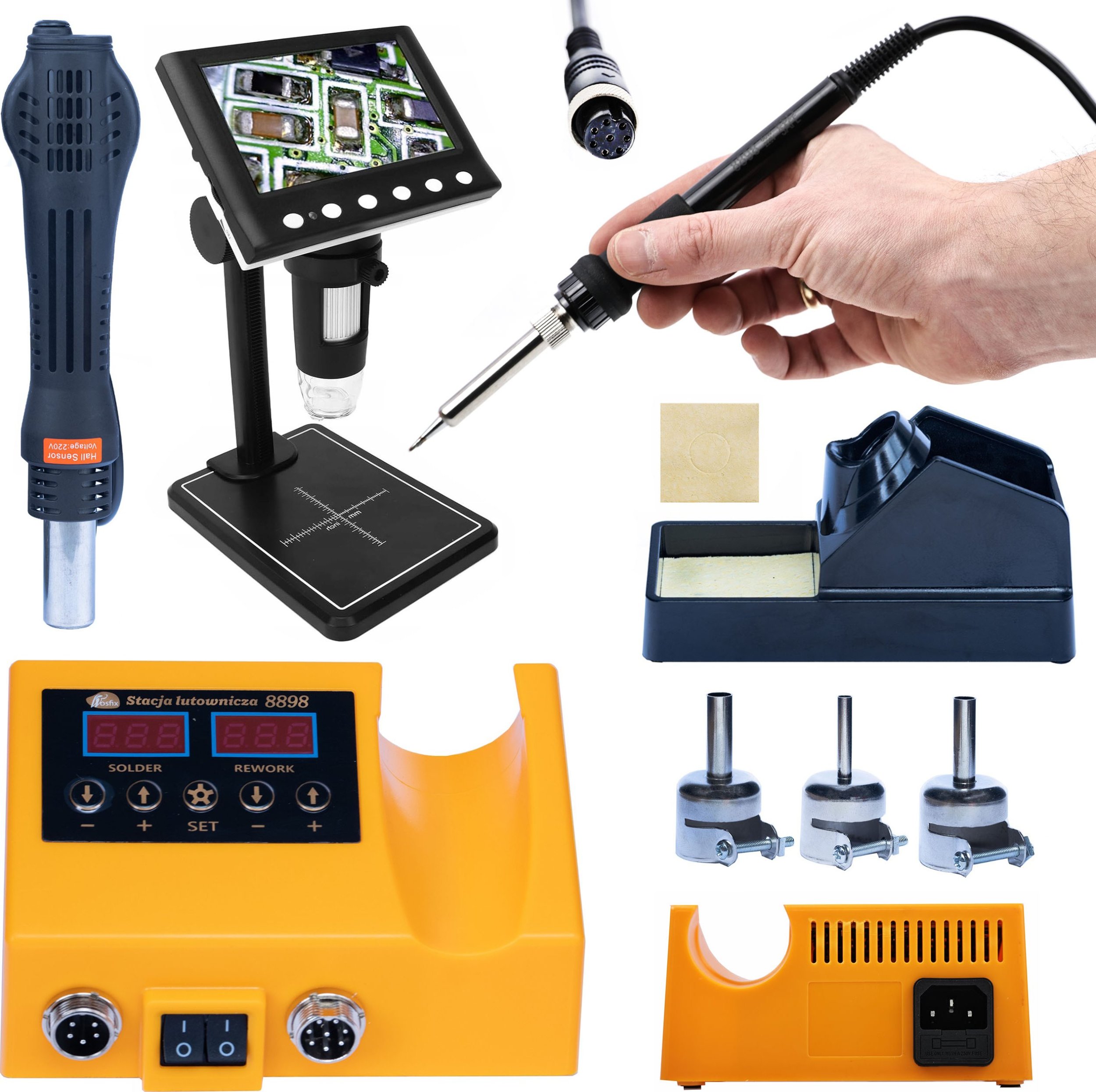 Mikroskop Rosfix MIKROSKOP CYFROWY Z WYŚWIETLACZEM DO LUTOWANIA JUBILERSTWA 1000X 1080P