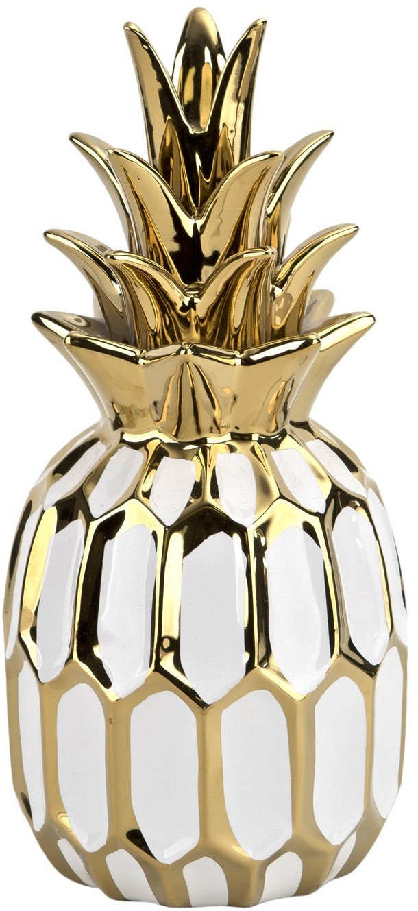 Dekoracja z ceramiki Ananas biało-złoty 164414