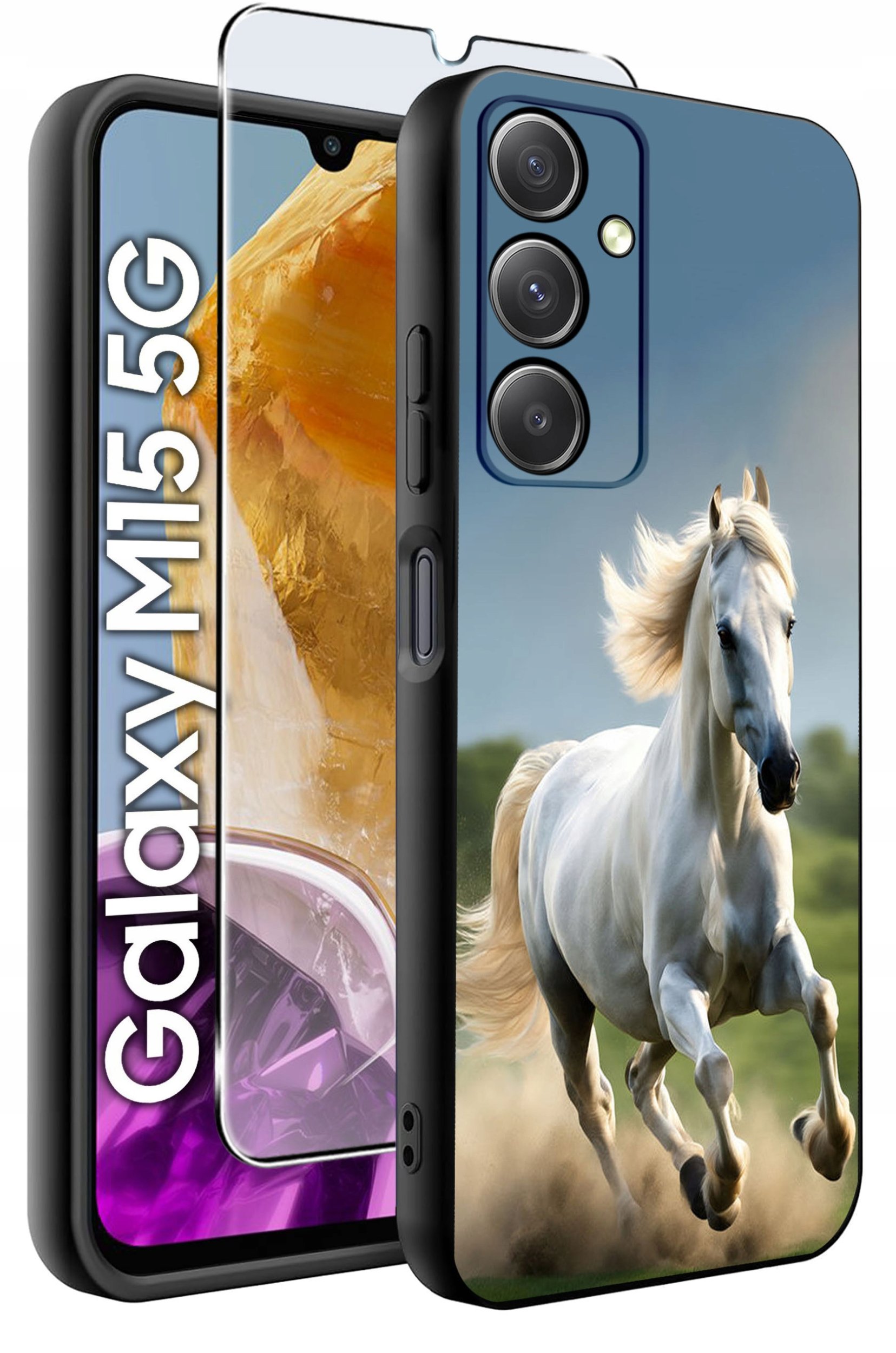 ETUI do Samsung M15 5G WZORY | SILIKONOWE MATT CASE + SZKŁO HARTOWANE 9H