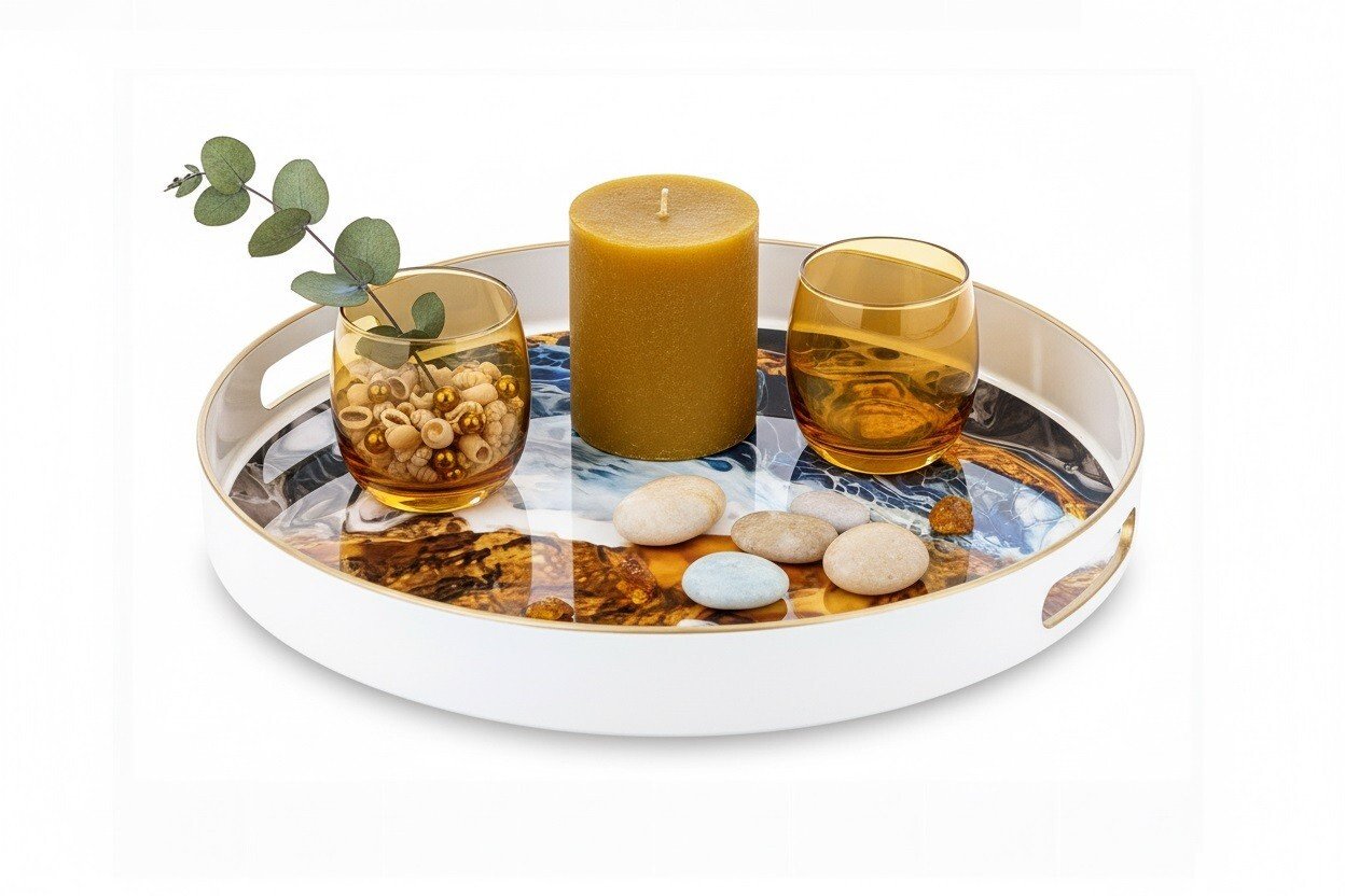 Taca dekoracyjna 34,5 cm Biało-nieb-brąz 159833