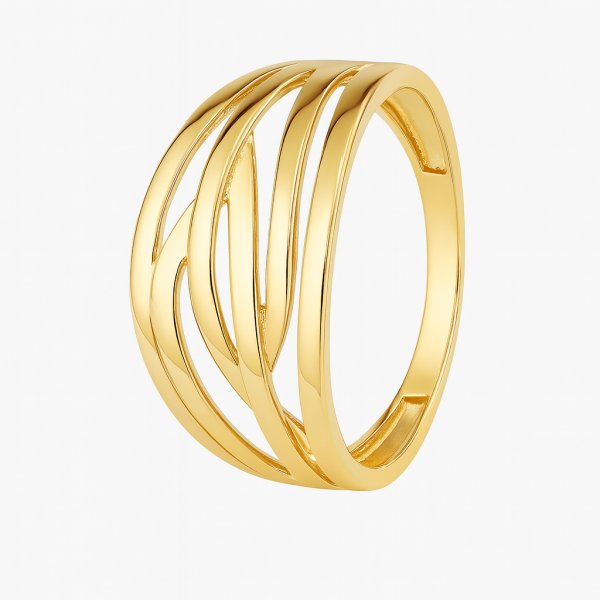 Złoty Pierścionek Ażurowy z Polerowanego Złota 585 Biżuteria Damska