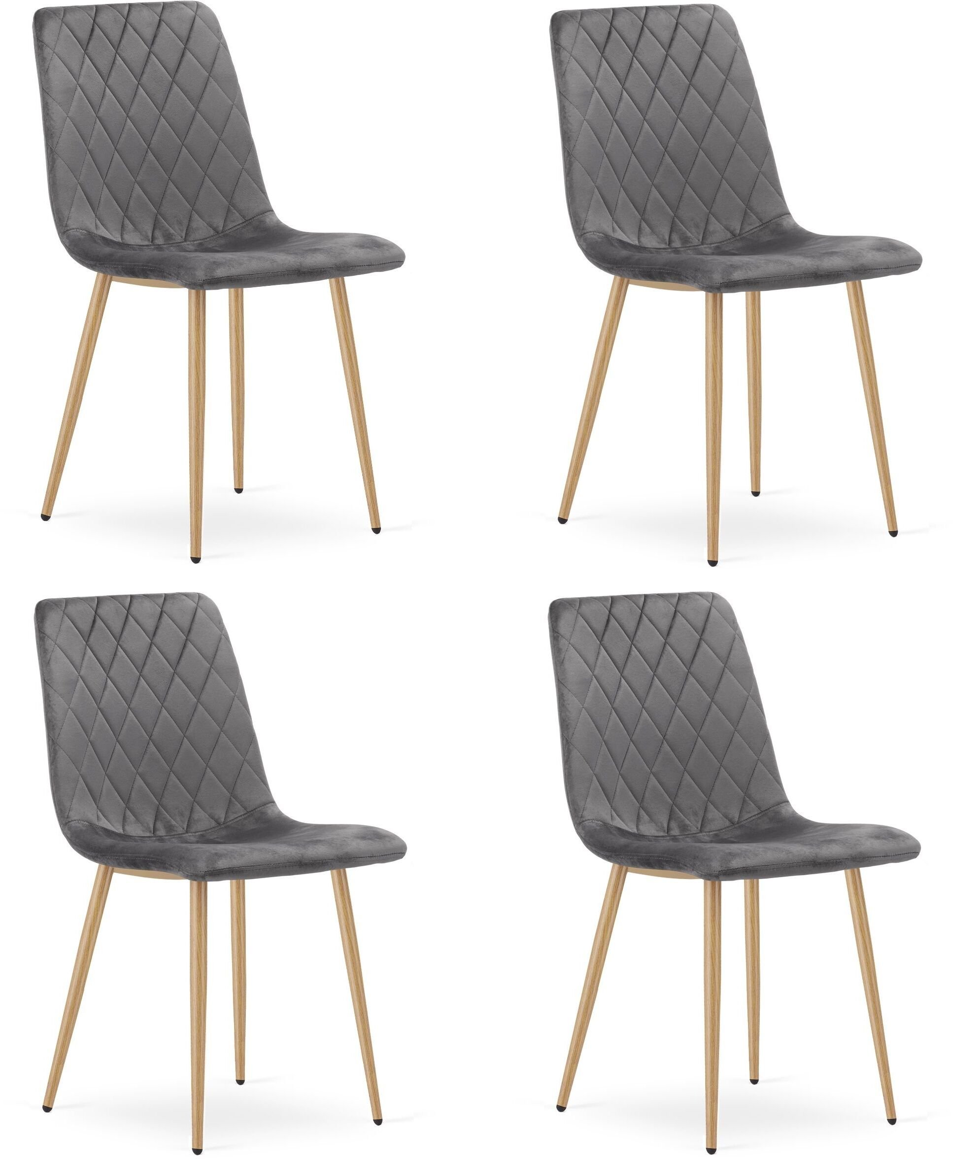 Springos Krzesło upholstered welurowe TURIN ciemnoszare do salonu jadalni x4