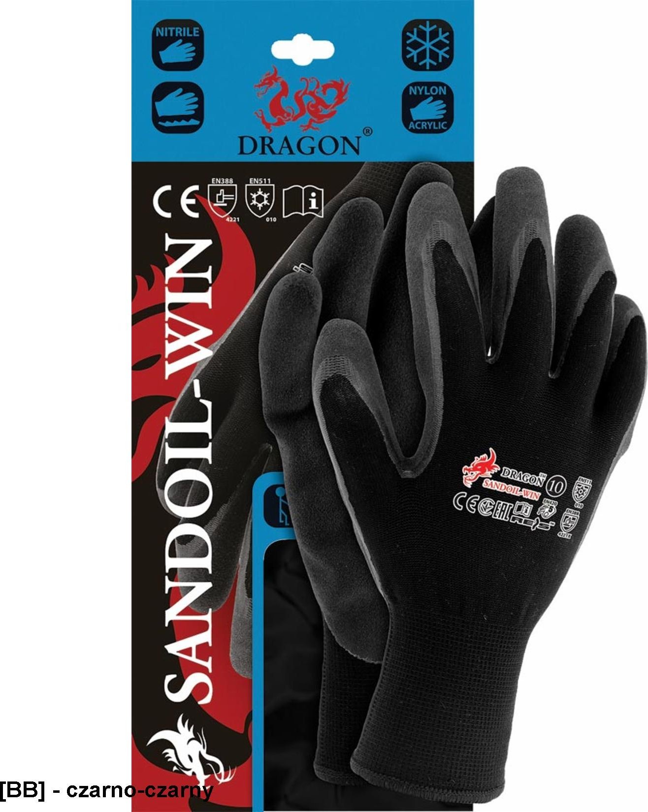 R.E.I.S. SANDOIL-WIN - Rękawice ochronne ocieplane, powlekane dwuwarstwym nylonem z przędzą akrylową 10