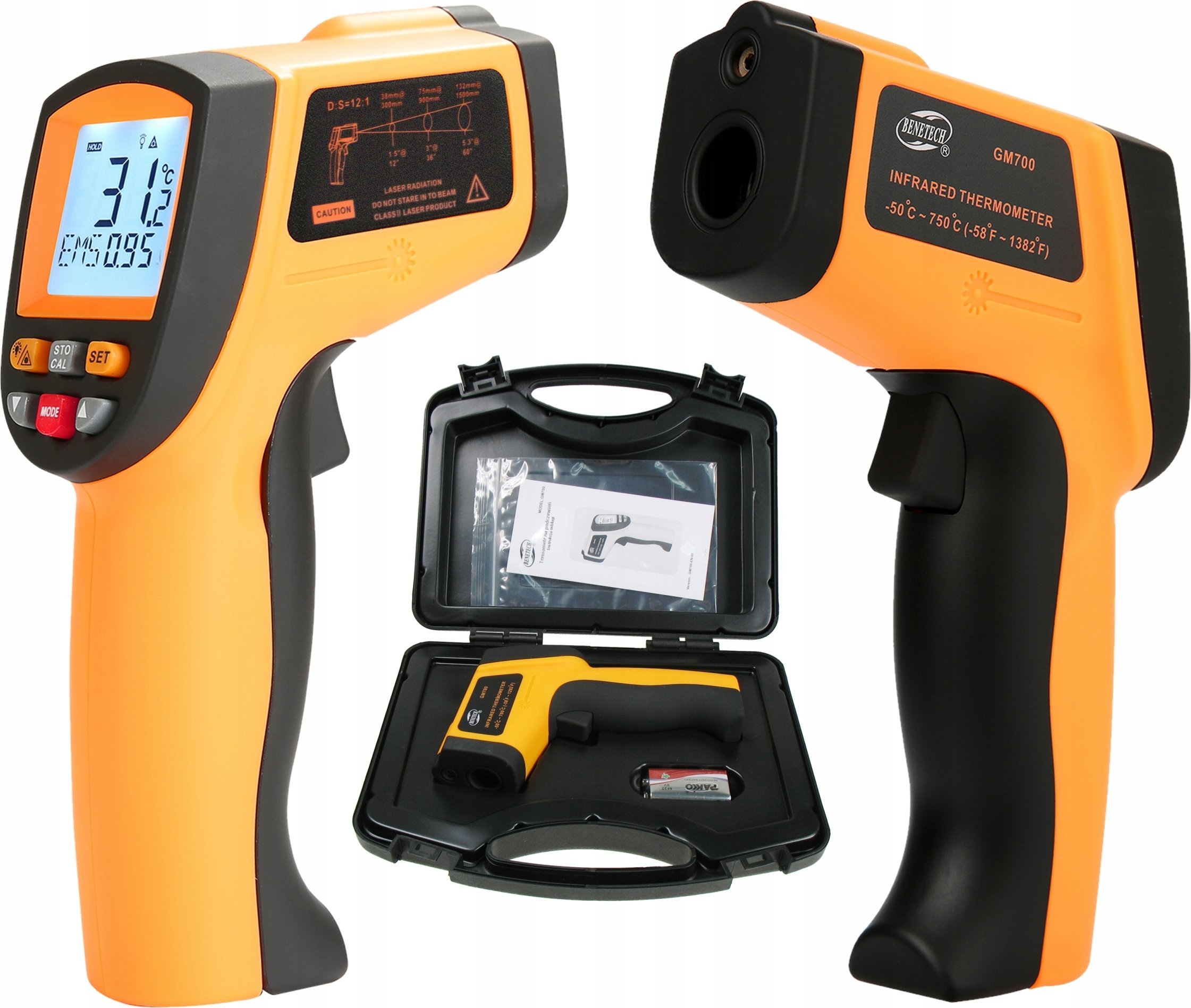 PIROMETR TERMOMETR LASEROWY BEZDOTYKOWY -50 +750