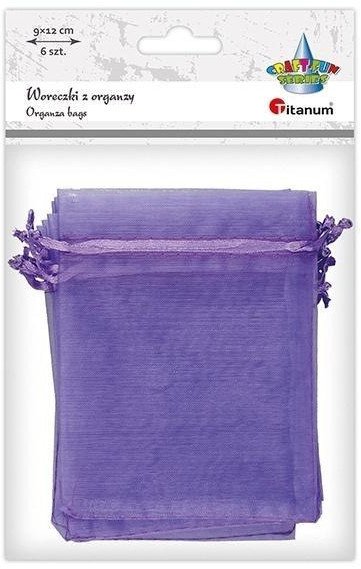 Woreczki z organzy wrzosowe 9x12cm 6szt