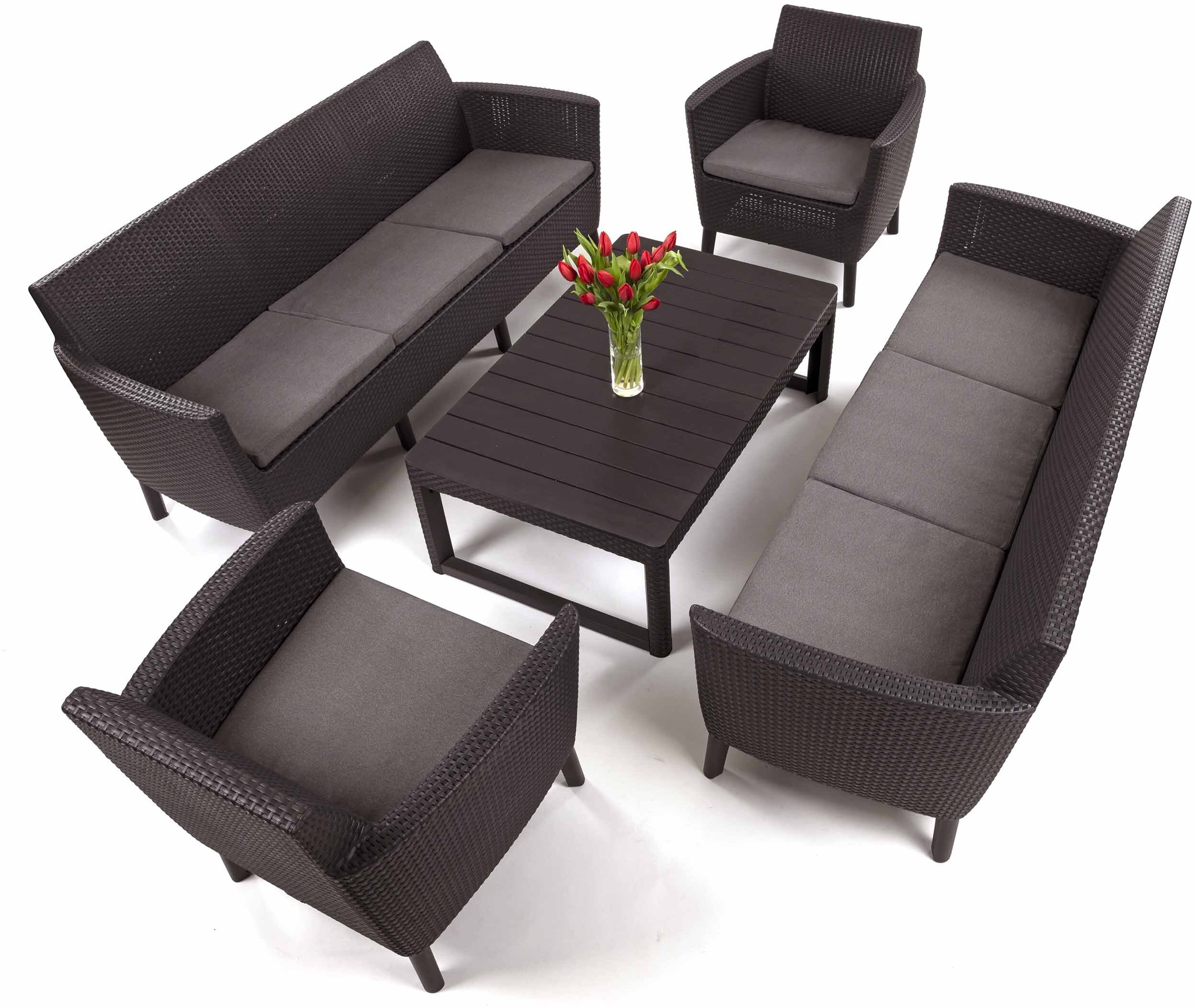 Keter Komplet mebli ogrodowych Salemo Fiesta z podnoszonym stołem Lyon dla 8 osób