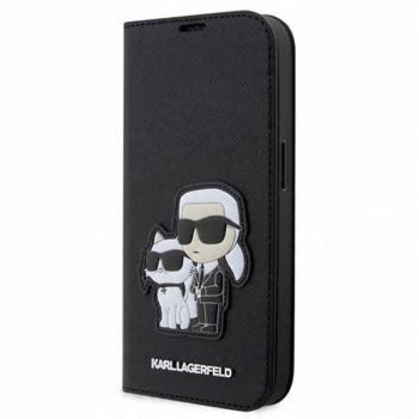 Karl Lagerfeld Iphone 13 Pro Book Case Saffiano Karl Choupette Black