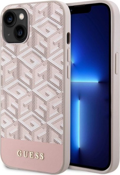 Guess Etui GUHMP14SHGCFSEP Apple iPhone 14 różowy/pink hard case GCube Stripes MagSafe