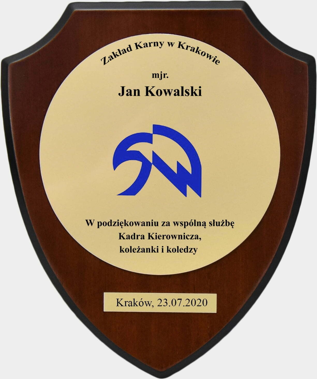 rzezbyzbrazu Grawerowana Tabliczka na Drewnianej Tarczy Prezent dla Służby Więziennej