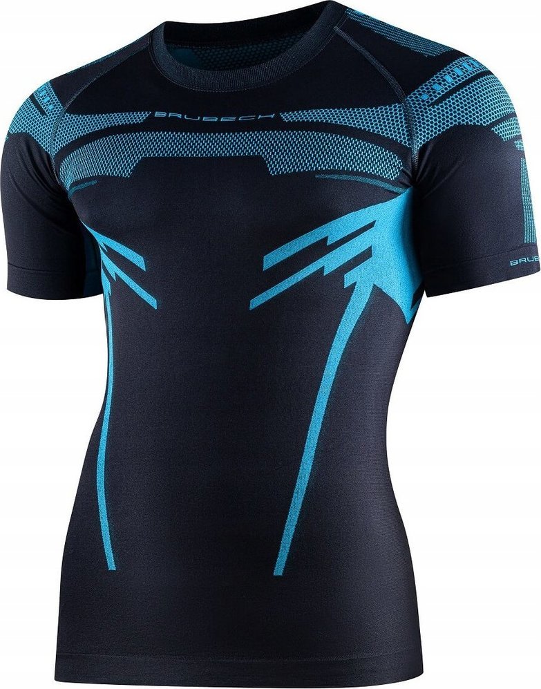 Brubeck SS13700 Koszulka męska DRY z krótkim rękawem grafitowy/niebieski S