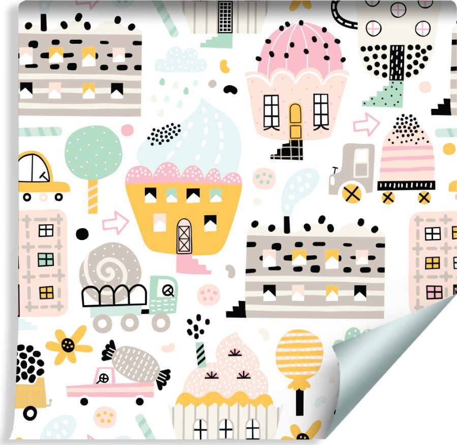 Muralo Tapeta Dla Dzieci - Słodkie Miasteczko