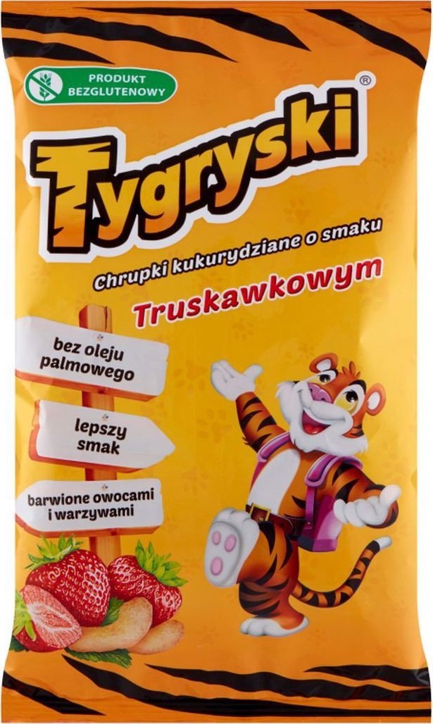 Tygryski Chrupki kukurydziane o smaku truskawkowym 70 g