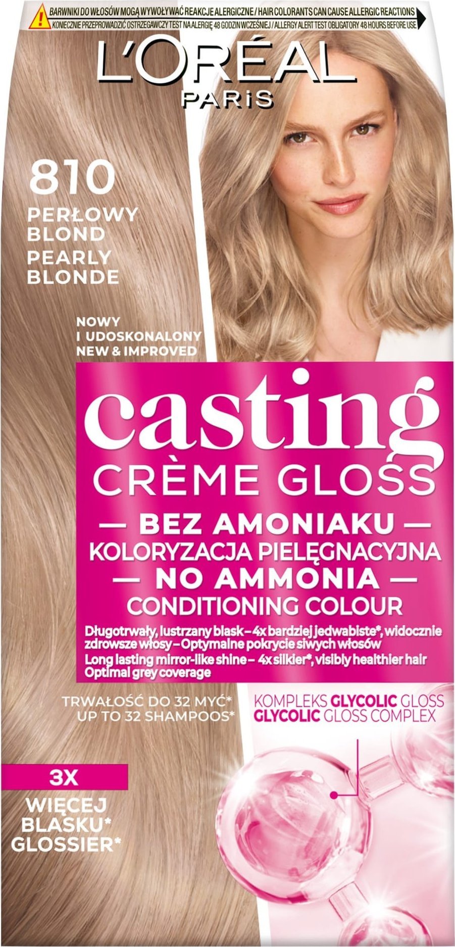 LOREAL Casting Krem koloryzujący nr 810 Perłowy Blond ??Przy zakupie 3 szt mix dodatkowo 10% rabatu ?????>?