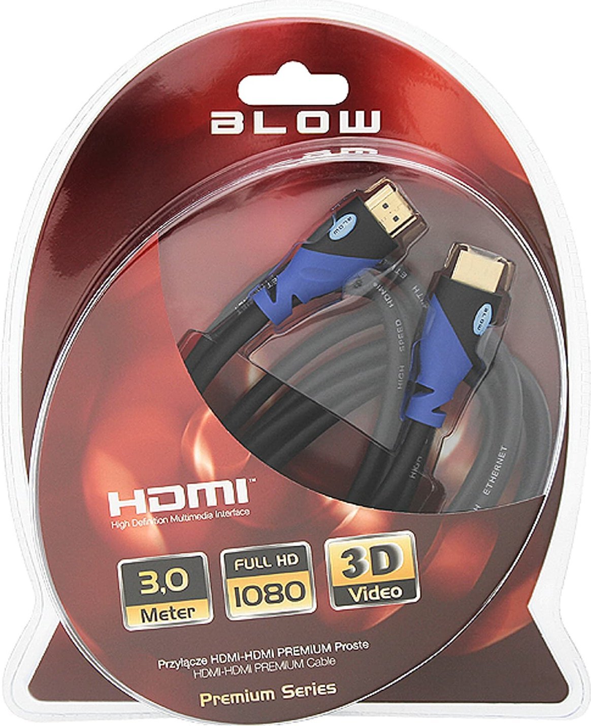 Kabel Blow 92-683# Przyłącze hdmi-hdmi 8k 3m plecionka