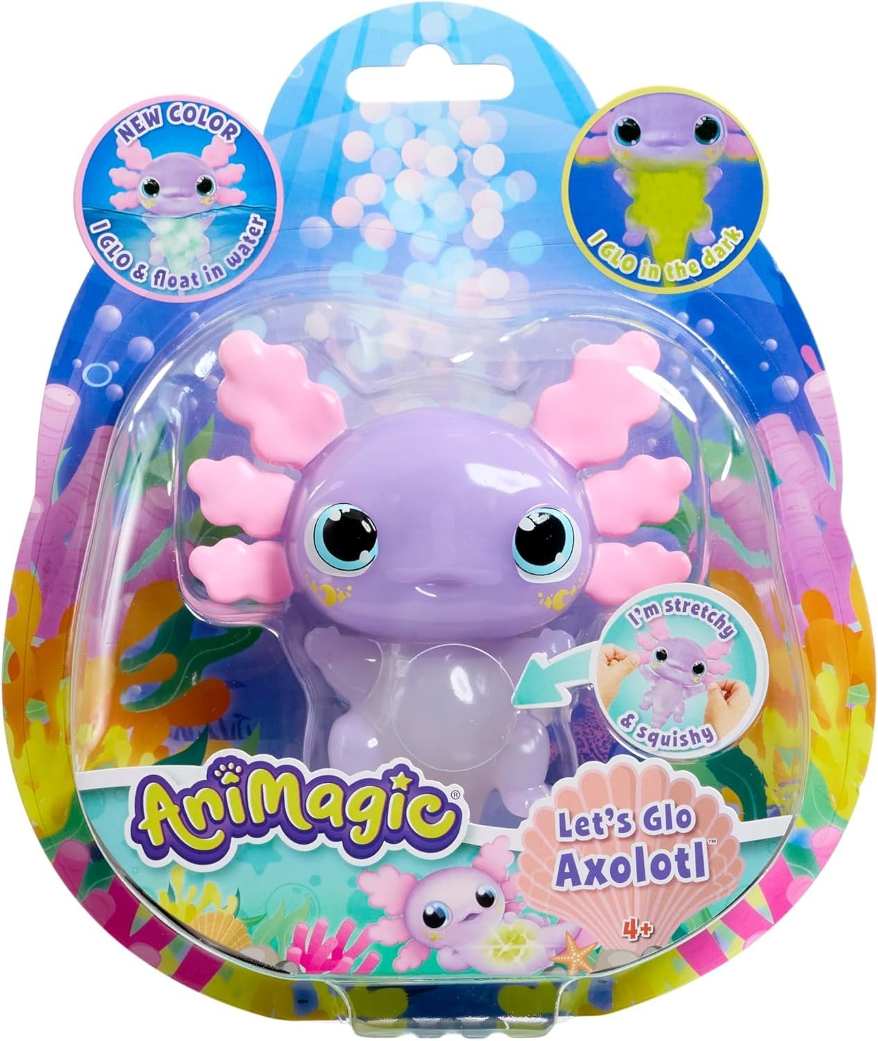 LET'S GLO AXOLOTL RYBKA RYBA FIOLETOWY PŁYWA ŚWIECĄCY ŚWIECI W WODZIE