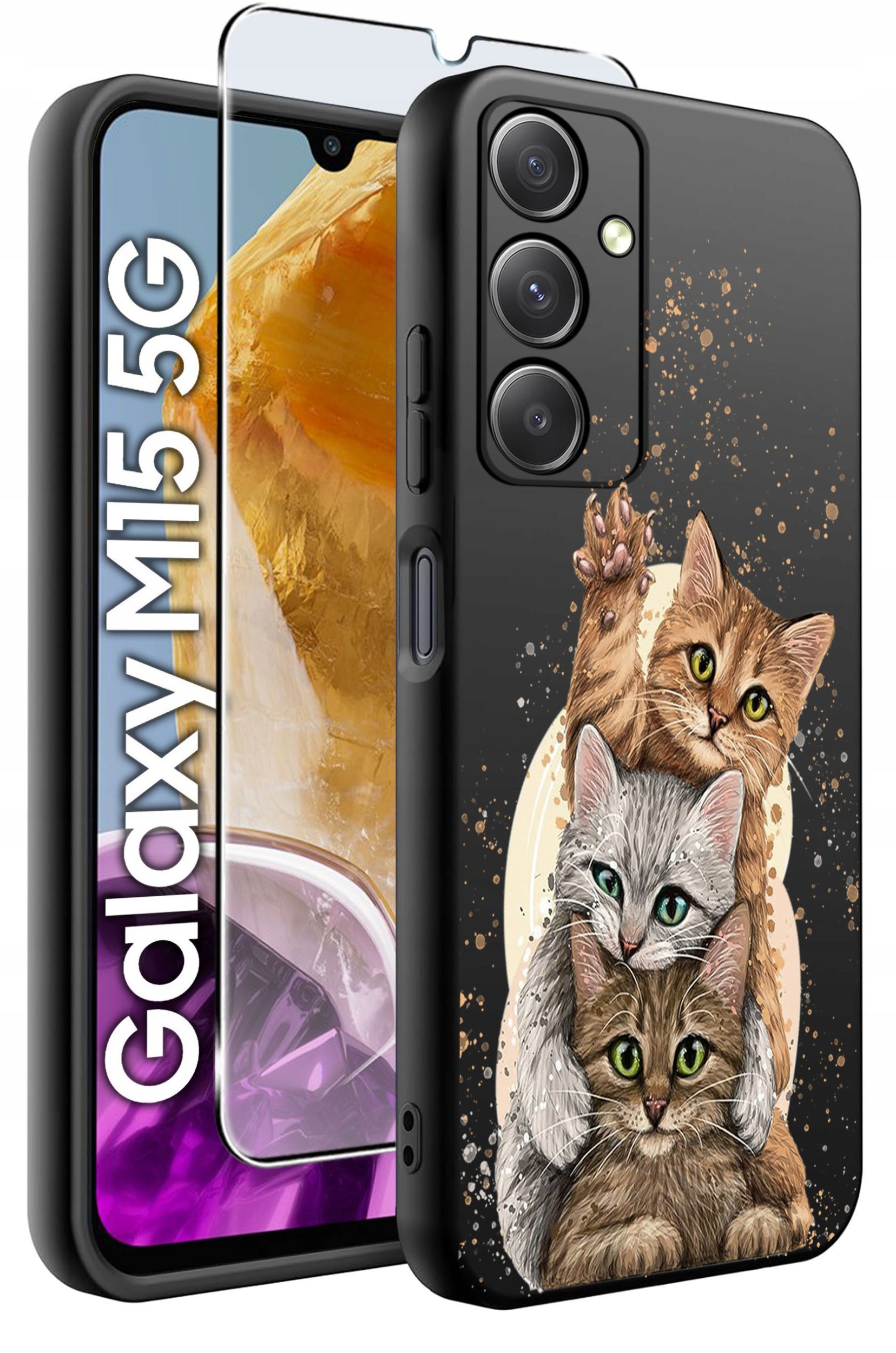 ETUI do Samsung M15 5G WZORY | SILIKONOWE MATT CASE + SZKŁO HARTOWANE 9H