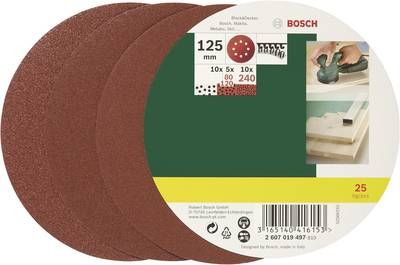 Bosch Papier ścierny ekscentryczny z rzepem, perforowane 125mm P120 25szt. - 2607019494